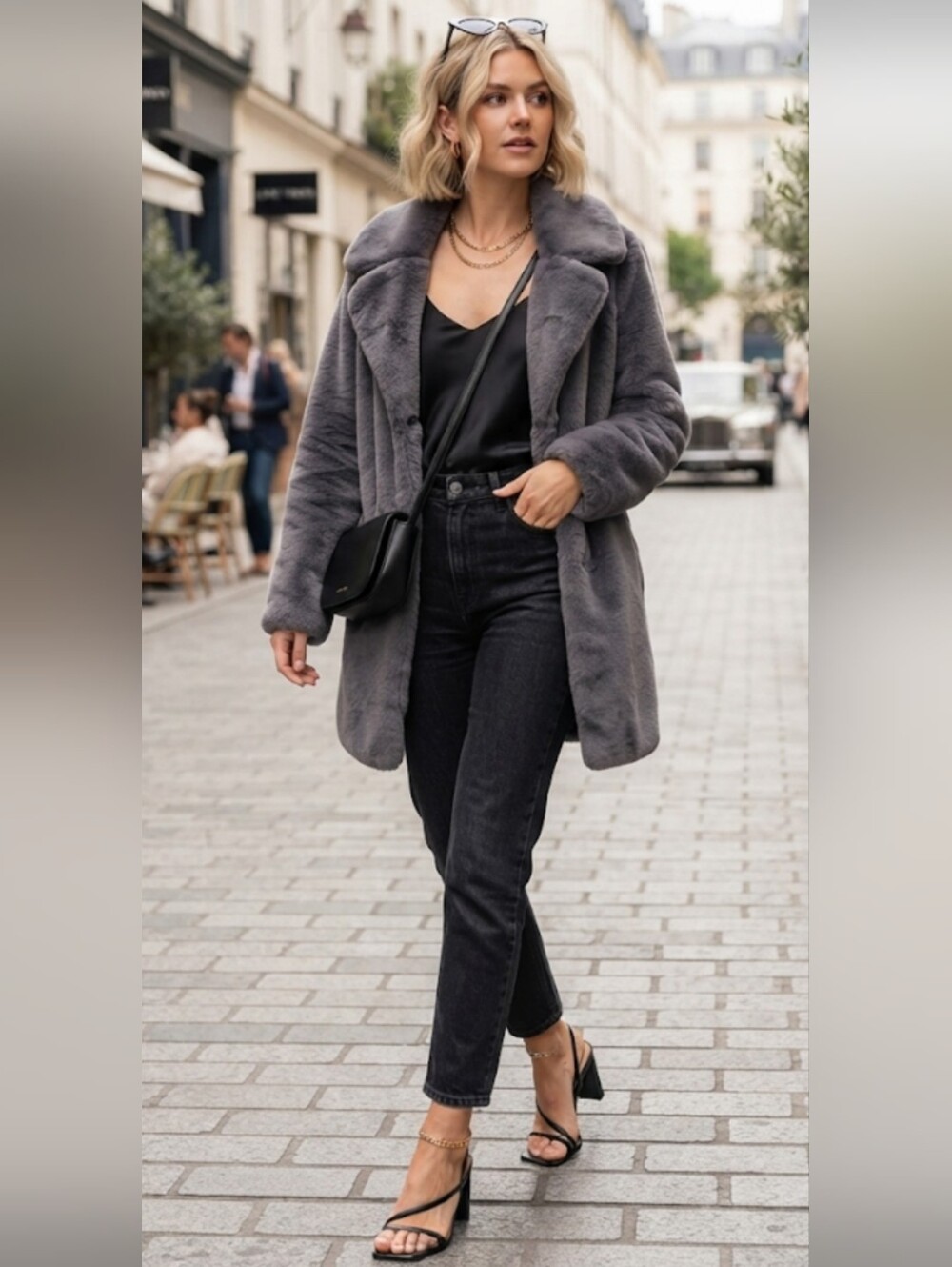 Love Token Gray Teddy Faux-Fur Jacket